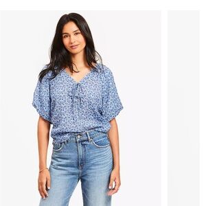 LOFT Blue Floral Blouse